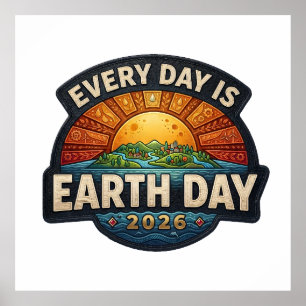 Every Day is Earth Day 2026 Eco Badge Design Poster