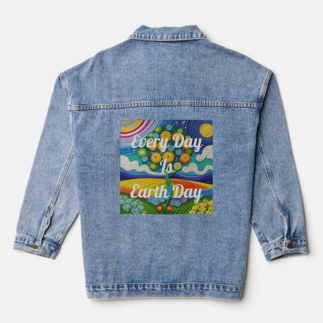Every Day Is Earth Day AI Art Denim Jacket (Back)