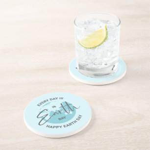 Every day is Earth Day typography and a globe Coaster