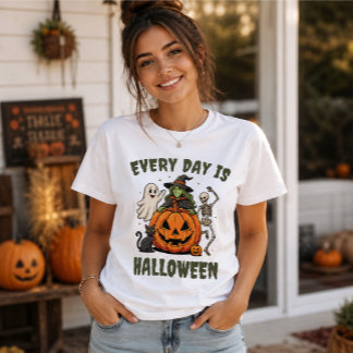 Every Day Is Halloween Cute Witch Pumpkin T-Shirt