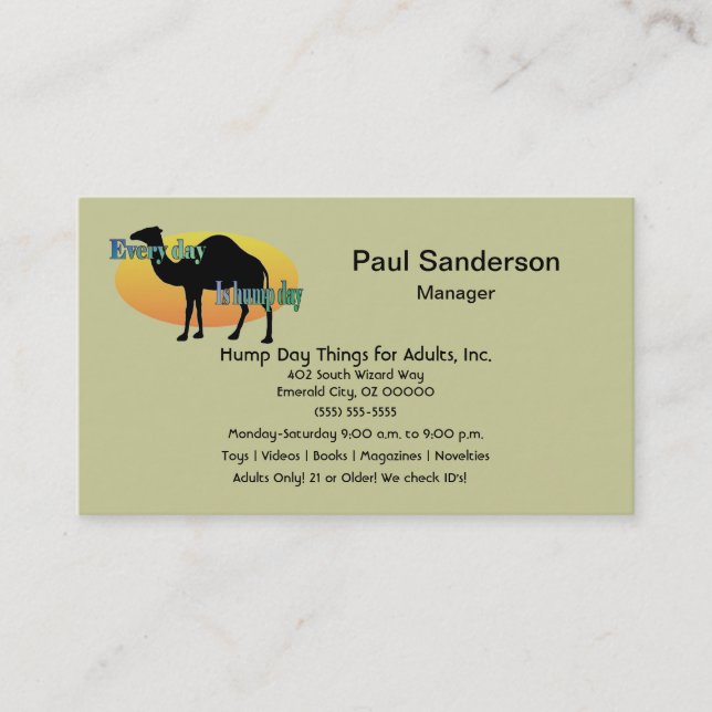 Every Day is Hump Day Business Card (Front)