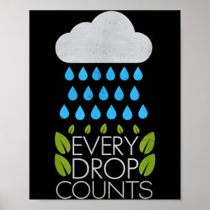Every Drop Counts Nature Lover Earth Day Poster
