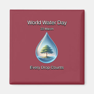 Every Drop Counts. World Water Day. Magnet