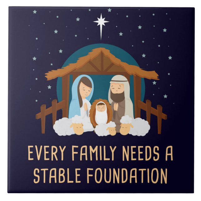 Every Family Needs a Stable Foundation – Christmas Ceramic Tile (Front)