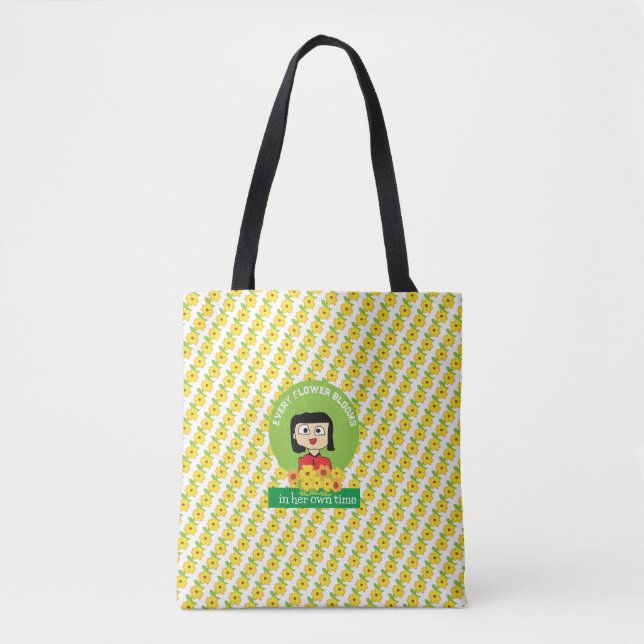 every flower bloom in her own time tote bag (Front)
