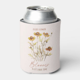 Every Flower Blooms in Its Own Time -Rustic Floral Can Cooler
