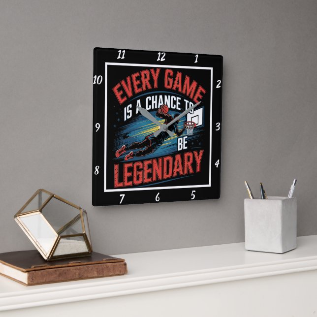 Every Game Chance Legendary Basketball Square Wall Clock (Office)