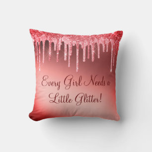 Every Girl Needs Glitter Girly Cinnamon Red Cushion