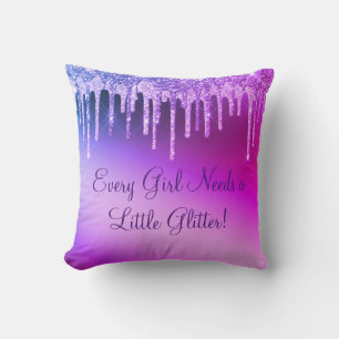 Every Girl Needs Glitter Girly Pretty Purple Cushion