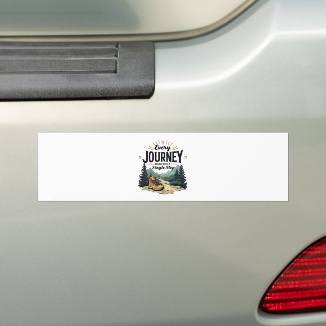 Every Journey Start With a Single Step Hiking Bumper Sticker (On Car)