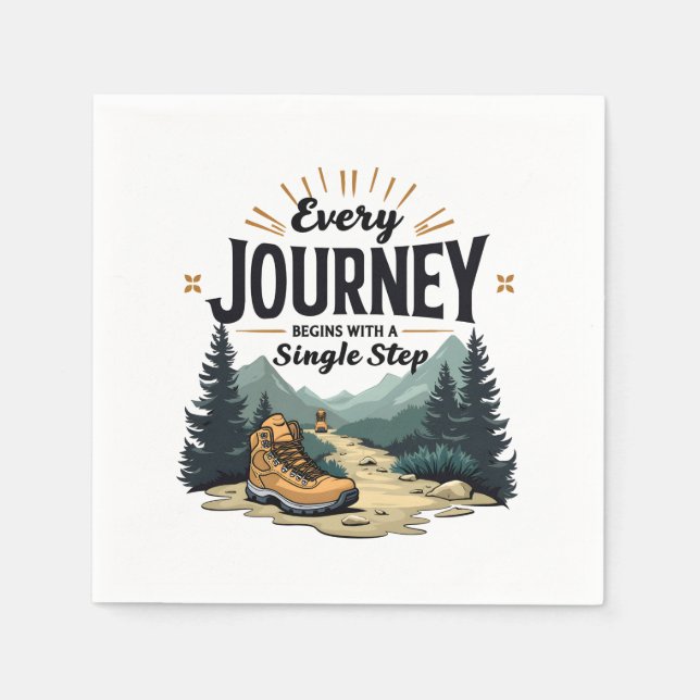 Every Journey Start With a Single Step Hiking Napkin (Front)