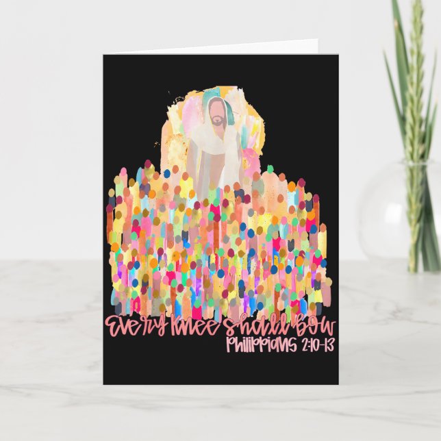 Every Knee Shall Bow Christian Jesus Bible Verse E Card (Front)