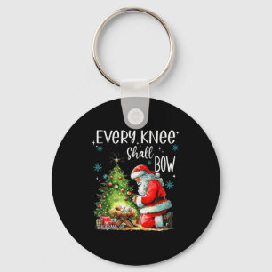 Every Knee Shall Bow Funny Kneeling Santa Baby Jes Key Ring