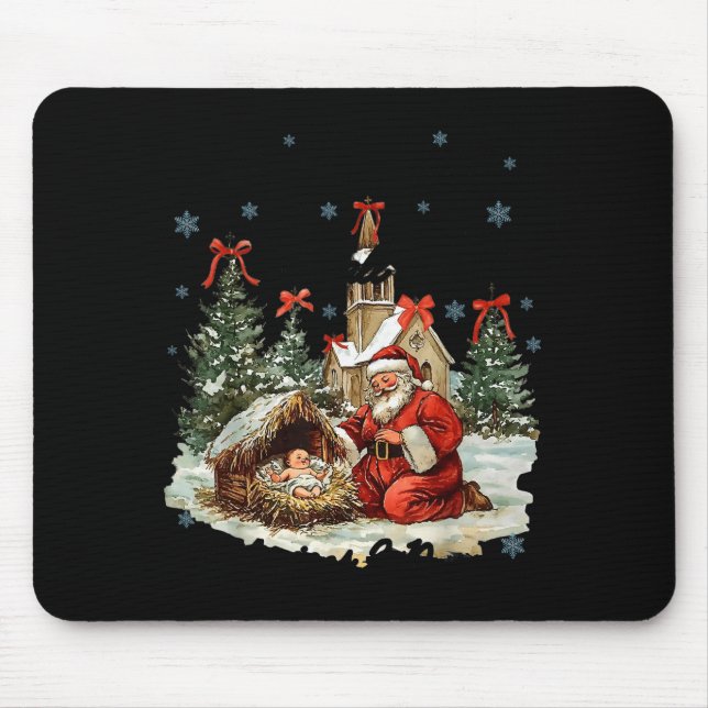 Every Knee Shall Bow Funny Nativity Scene Christma Mouse Pad (Front)