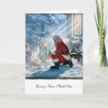 Every Knee Shall Bow Holiday Card<br><div class="desc">Every Knee Shall Bow~ Santa Claus kneeling to baby Jesus.</div>