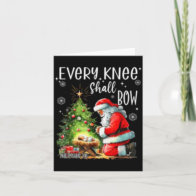 Every Knee Shall Bow, Kneeling Santa Baby Jesus Ch Card (Front)