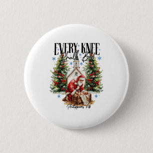 Every Knee Shall Bow Nativity Scene Religious Chri 6 Cm Round Badge