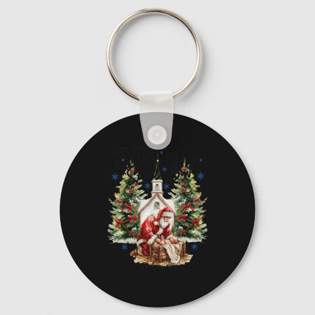 Every Knee Shall Bow Nativity Scene Religious Chri Key Ring (Front)