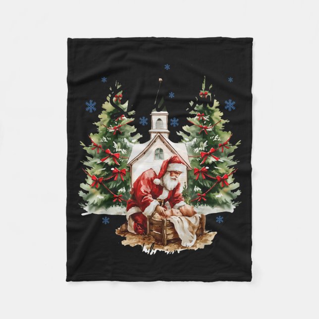 Every Knee Shall Bow Religious Christian Santa Chr Fleece Blanket (Front)