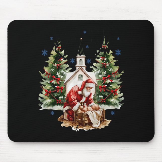 Every Knee Shall Bow Religious Christian Santa Chr Mouse Pad (Front)