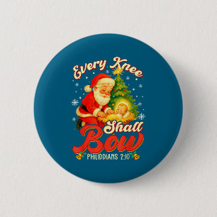 Every Knee Shall Bow Santa Christmas Nativity Scen 6 Cm Round Badge