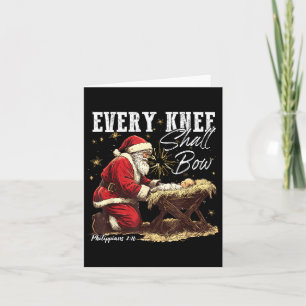 Every Knee Shall Bow Santa Christmas Nativity Scen Card