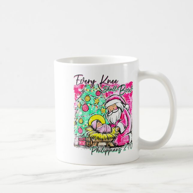 Every Knee Shall Bow Santa Christmas Nativity Scen Coffee Mug (Right)