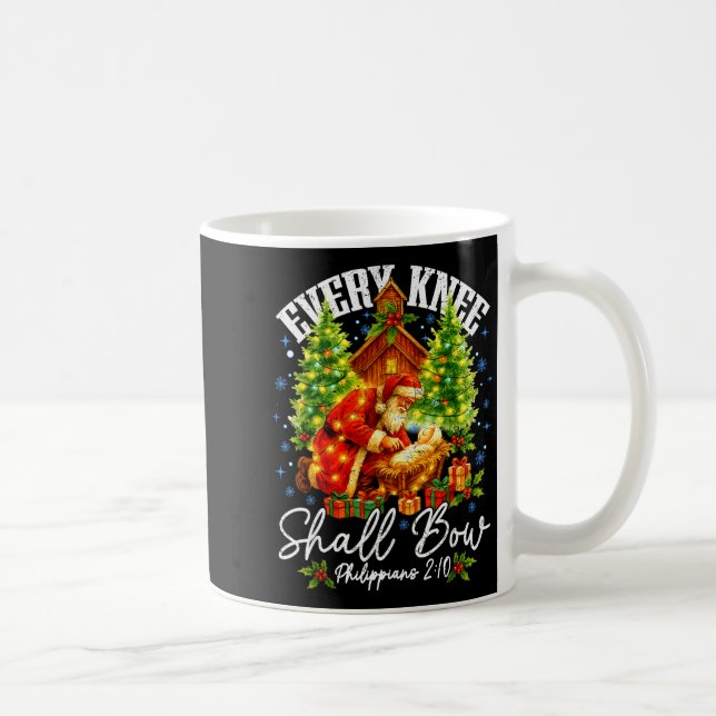 Every Knee Shall Bow Santa Christmas Nativity Scen Coffee Mug (Right)