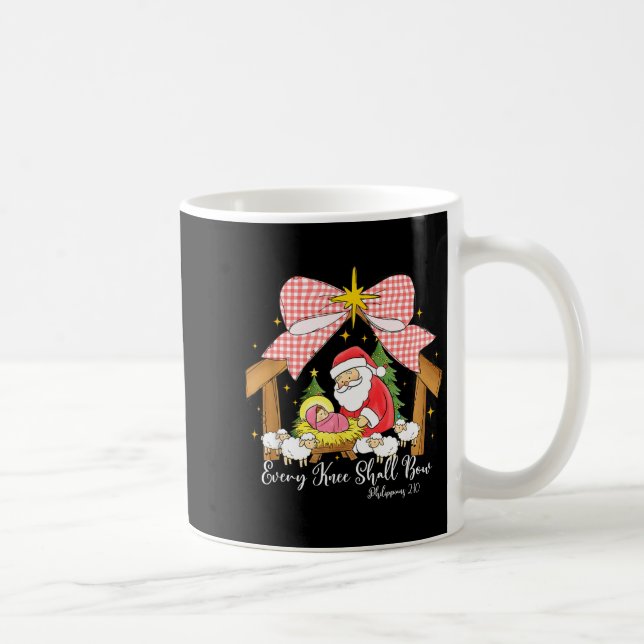 Every Knee Shall Bow Santa Christmas Nativity Scen Coffee Mug (Right)