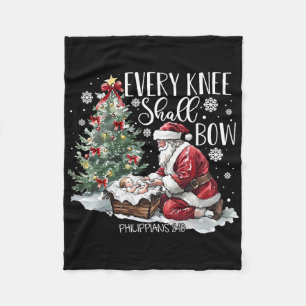 Every Knee Shall Bow Santa Christmas Nativity Scen Fleece Blanket