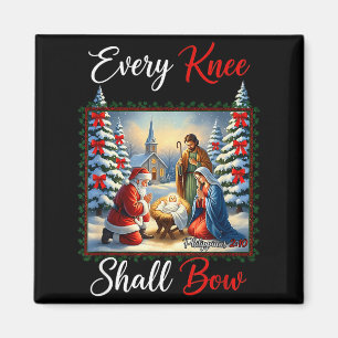 Every Knee Shall Bow Santa Christmas Nativity Scen Magnet