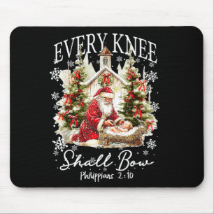 Every Knee Shall Bow Santa Christmas Nativity Scen Mouse Pad
