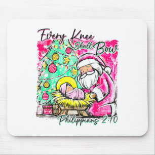 Every Knee Shall Bow Santa Christmas Nativity Scen Mouse Pad