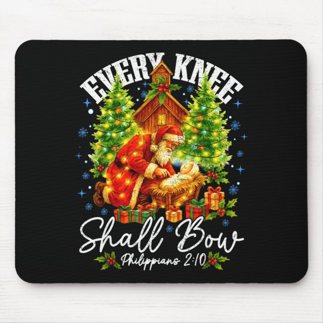 Every Knee Shall Bow Santa Christmas Nativity Scen Mouse Pad (Front)