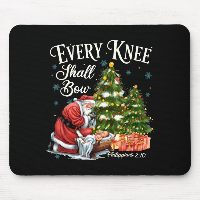 Every Knee Shall Bow Santa Christmas Nativity Scen Mouse Pad (Front)