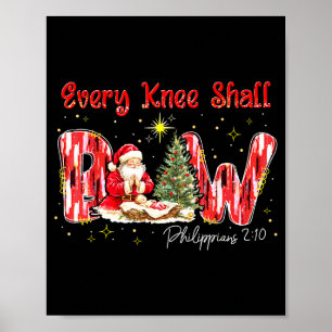 Every Knee Shall Bow Santa Christmas Nativity Scen Poster