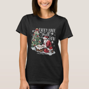 Every Knee Shall Bow Santa Christmas Nativity Scen T-Shirt