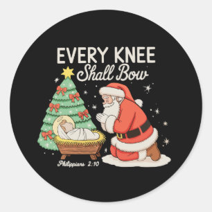 Every Knee Shall Bow Santa Christmas Xmas Tree Classic Round Sticker
