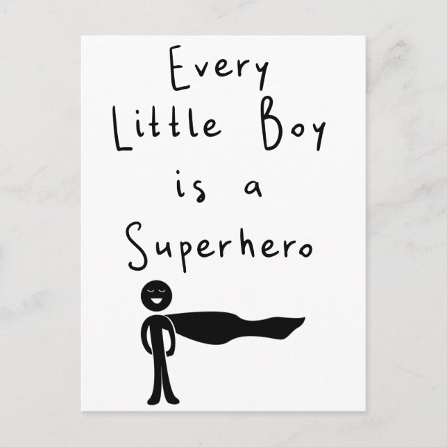 every little boy is a superhero postcard (Front)
