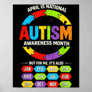 Every Month Autism Awareness Autistic Support Men Poster