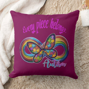 "Every Piece Belongs – Autism Puzzle Pillow" Cushion