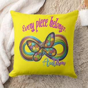 "Every Piece Belongs – Autism Puzzle Pillow" Cushion