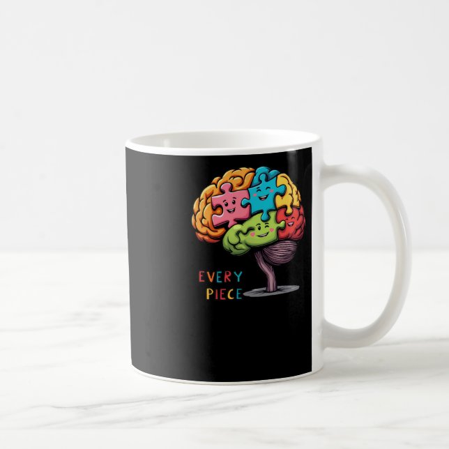 Every Piece Counts - Colourful Puzzle Brain Illust Coffee Mug (Right)