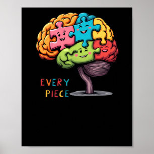 Every Piece Counts - Colourful Puzzle Brain Illust Poster