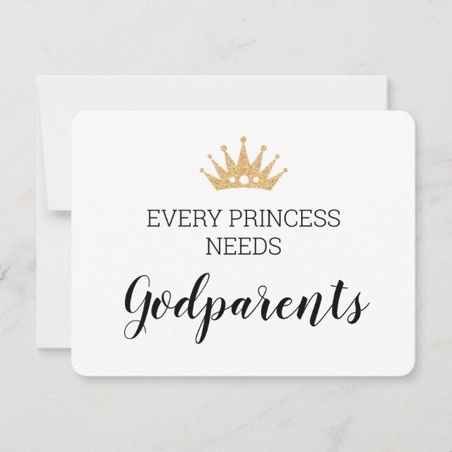 Every Princess Needs Godparents Baptism Dedication Card (Front)