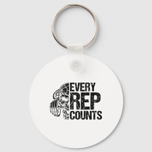Every Rep Counts Weightlifter Bodybuilding Bodybui Key Ring (Front)