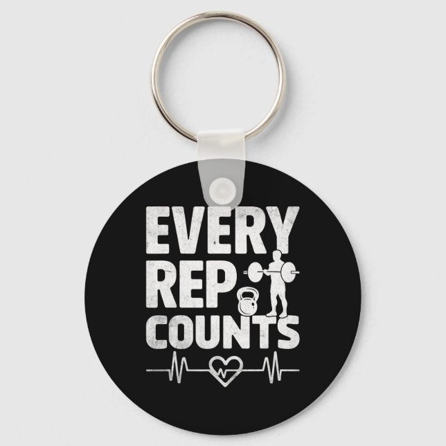 Every Rep Counts Weightlifter Bodybuilding Bodybui Key Ring (Front)