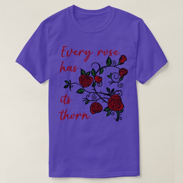 Every Rose Has Its Thorn Gothic Rose Vine T-Shirt (Design Front)
