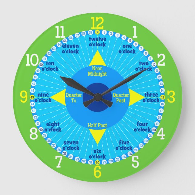 Every Second Counts - Blue & Green Learning Clock (Front)