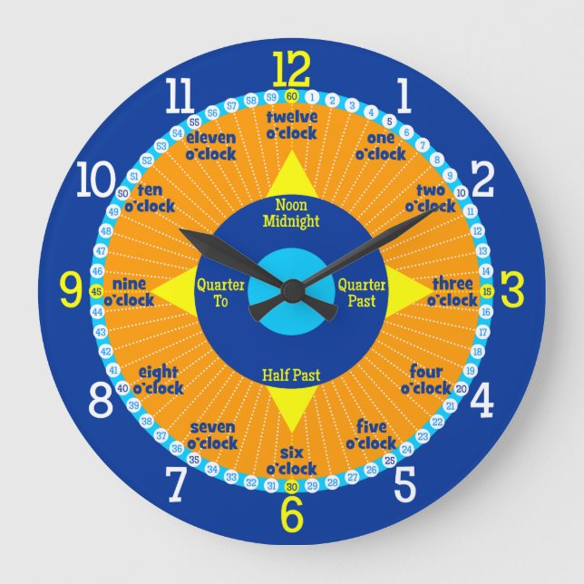 Every Second Counts - Orange & Blue Learning Clock (Front)